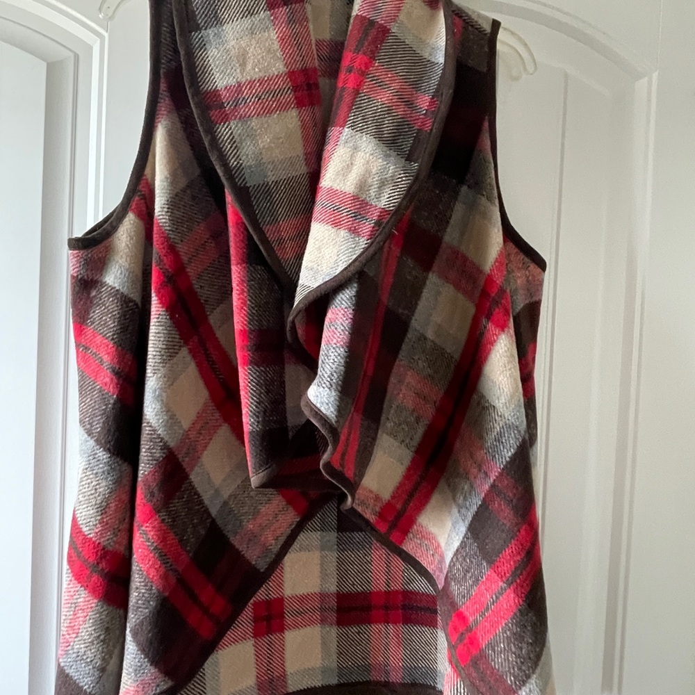Altar'd State Red and Brown Plaid Vest